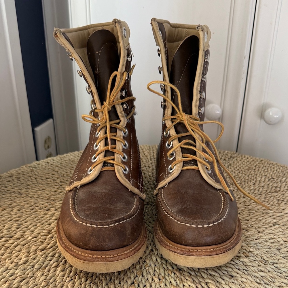 Vintage Wrangler Leather Moc Toe Wedge Work Boots - Men’s 6.5 / Women’s 8.5